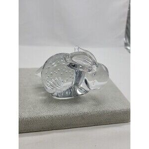 Rabbit Art Glass Bullicante Controlled Bubbles Clear Handblown Bunny Paperweight